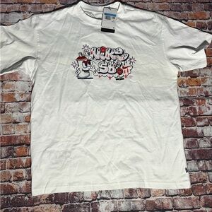 Nike White Short-Sleeve Tee with Red & Black Graffiti Graphic